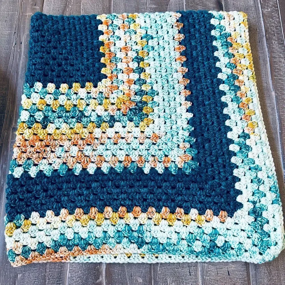 Vintage Crochet Handmade Afghan Baby Blanket Throw